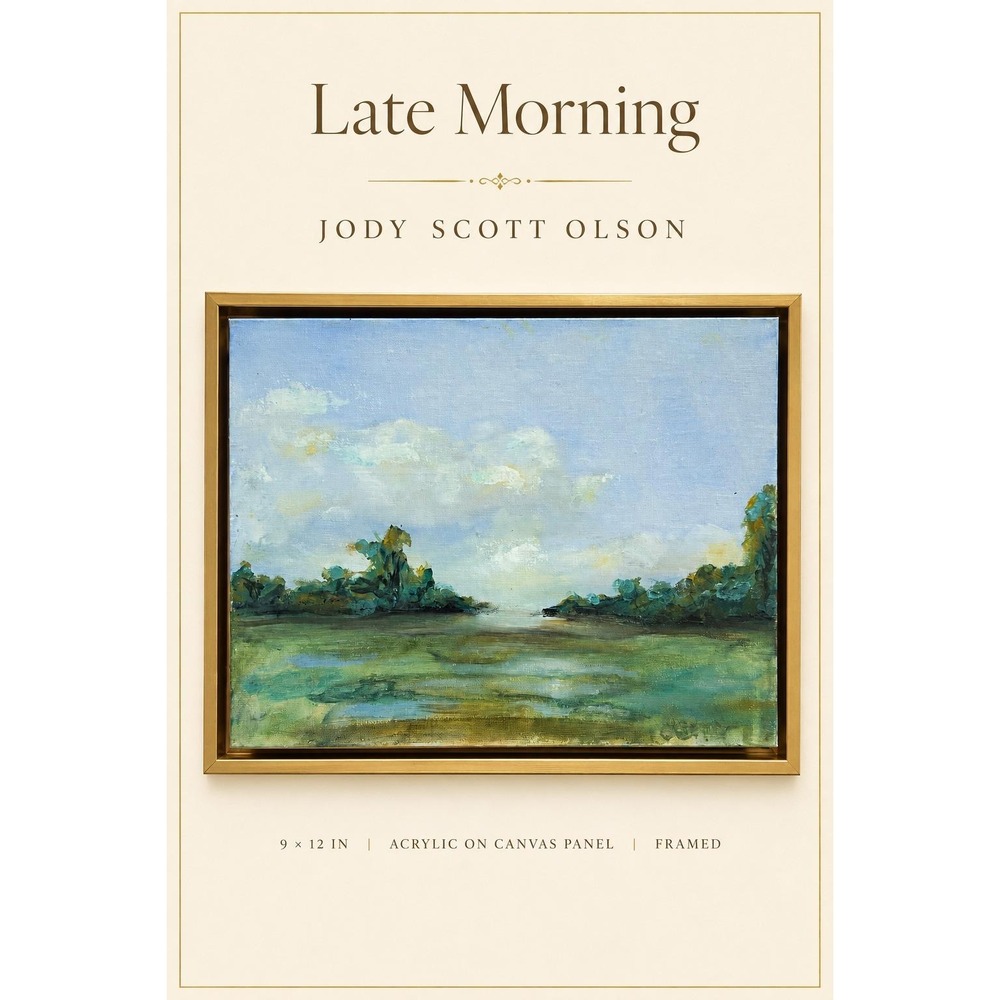 Jody Scott Olson Late Morning Acrylic Landscape Painting 9x12 Gold Framed Art